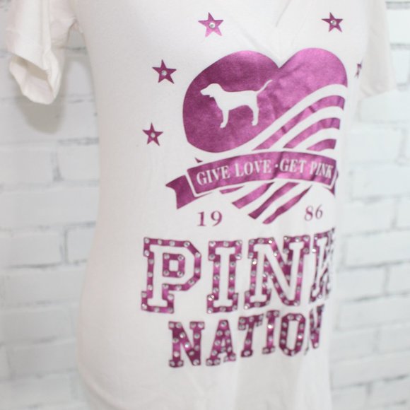 PINK Victoria's Secret Metallic Letters T-Shirt - Picture 3 of 8